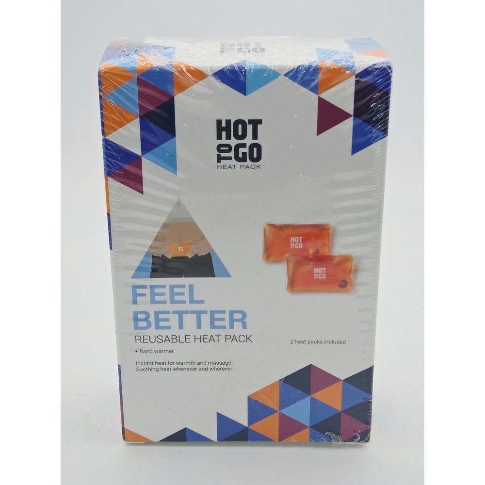 Hot to Go Reusable Heat Pack 2 Pack Instant Hand Warmer Orange Set NEW